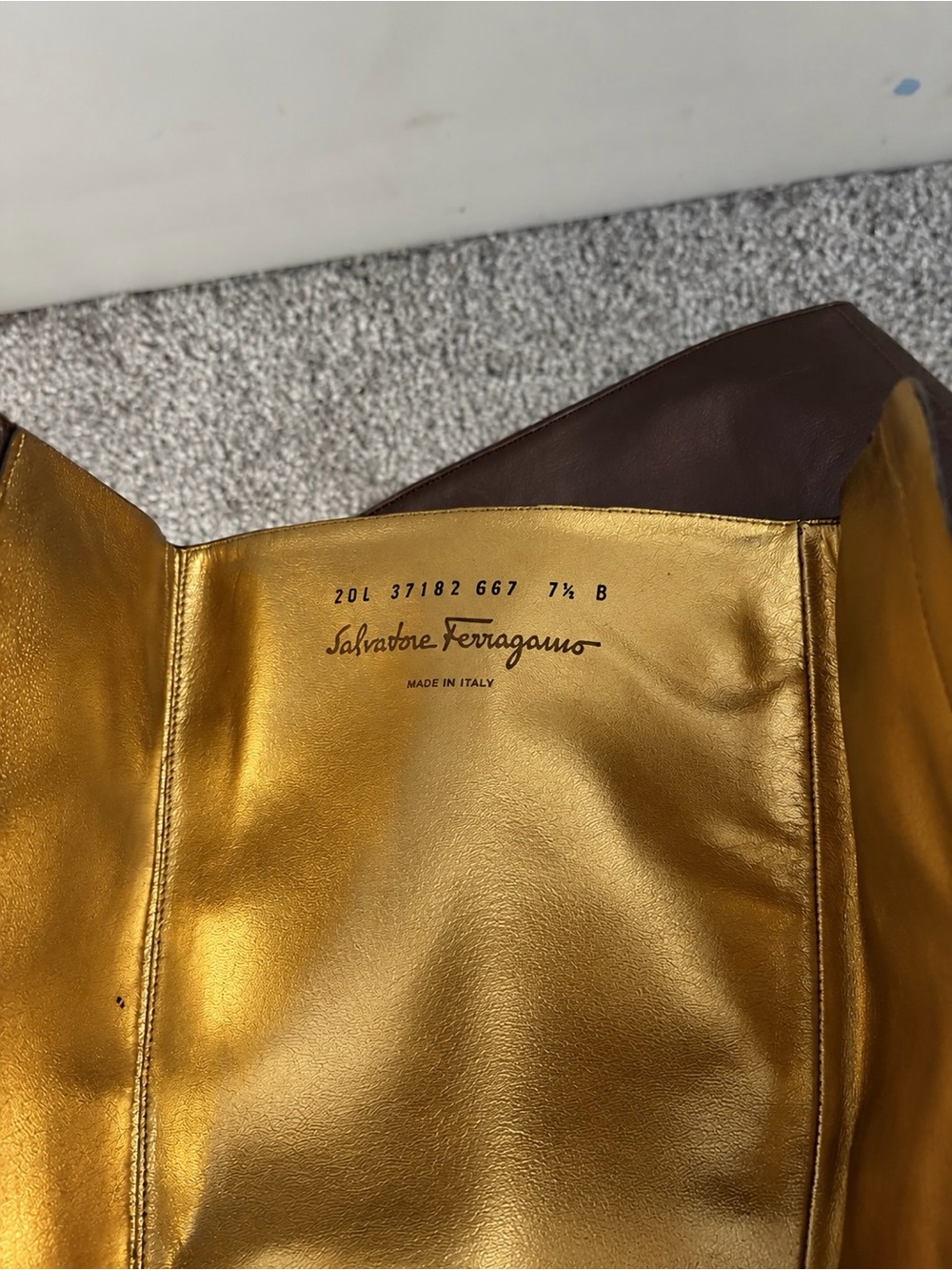 Salvatore Ferragamo Vintage Brown Leather Knee High Boots 7.5 B - Picture 3 of 4